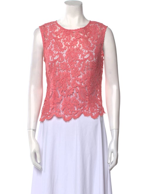 Oscar de la Renta Lace Pattern Crew Neck Crop Top