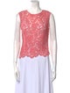 Oscar de la Renta Lace Pattern Crew Neck Crop Top
