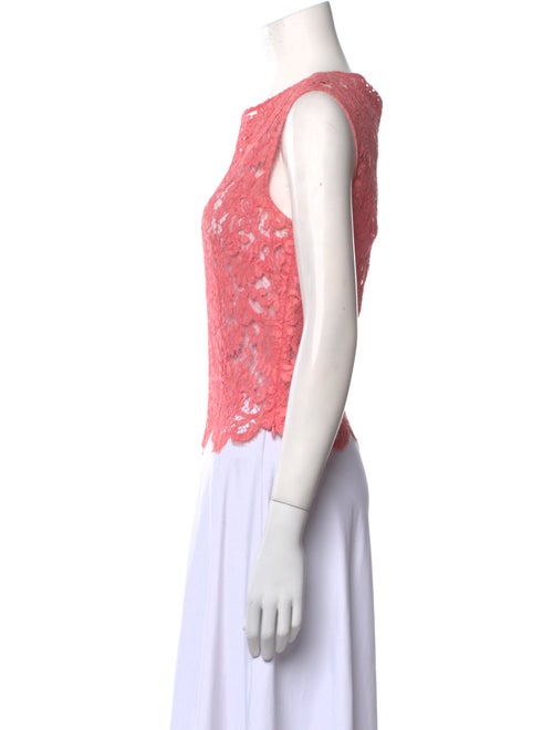 Oscar de la Renta Lace Pattern Crew Neck Crop Top