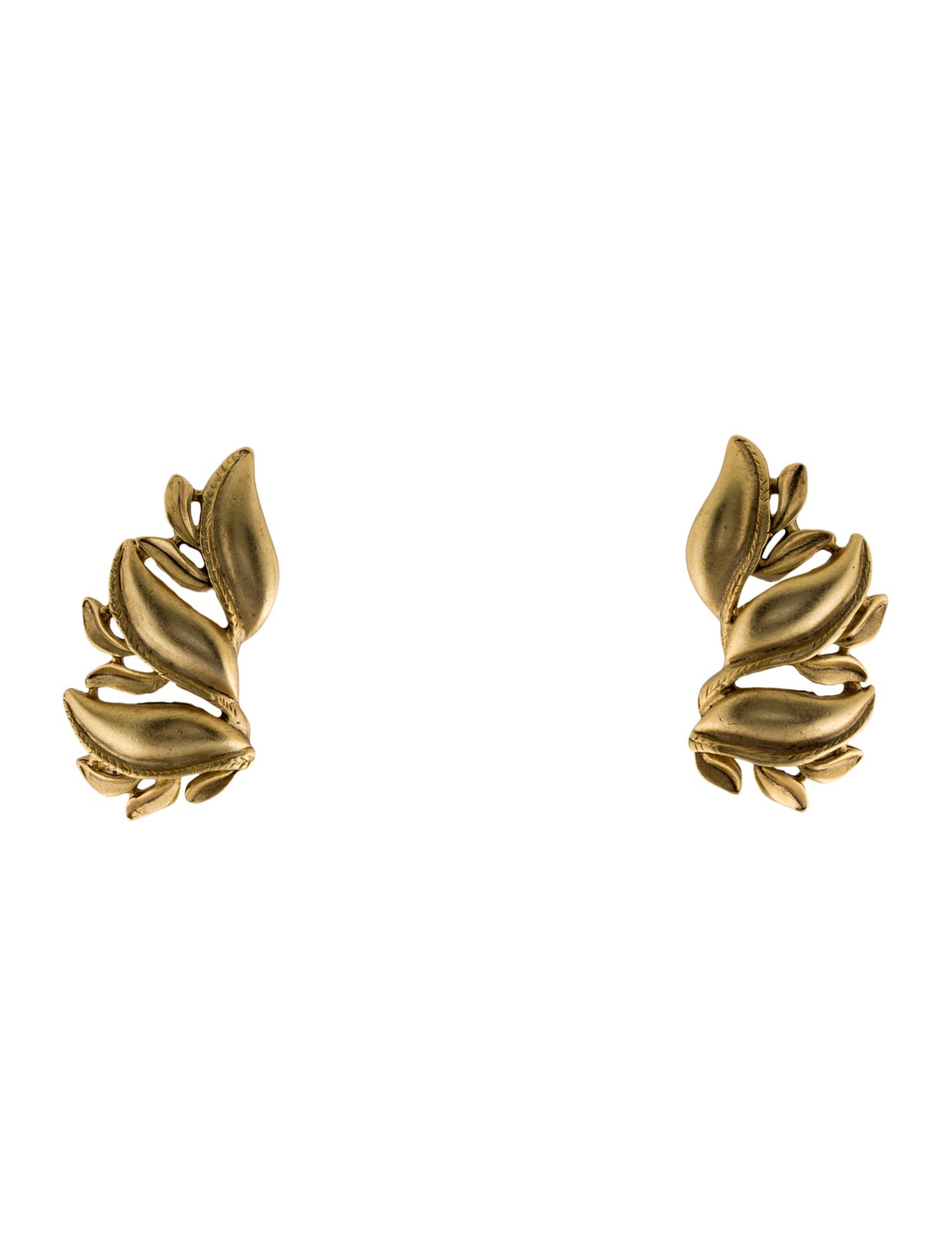 Oscar de la Renta Vintage Leaf Clip-On Earrings