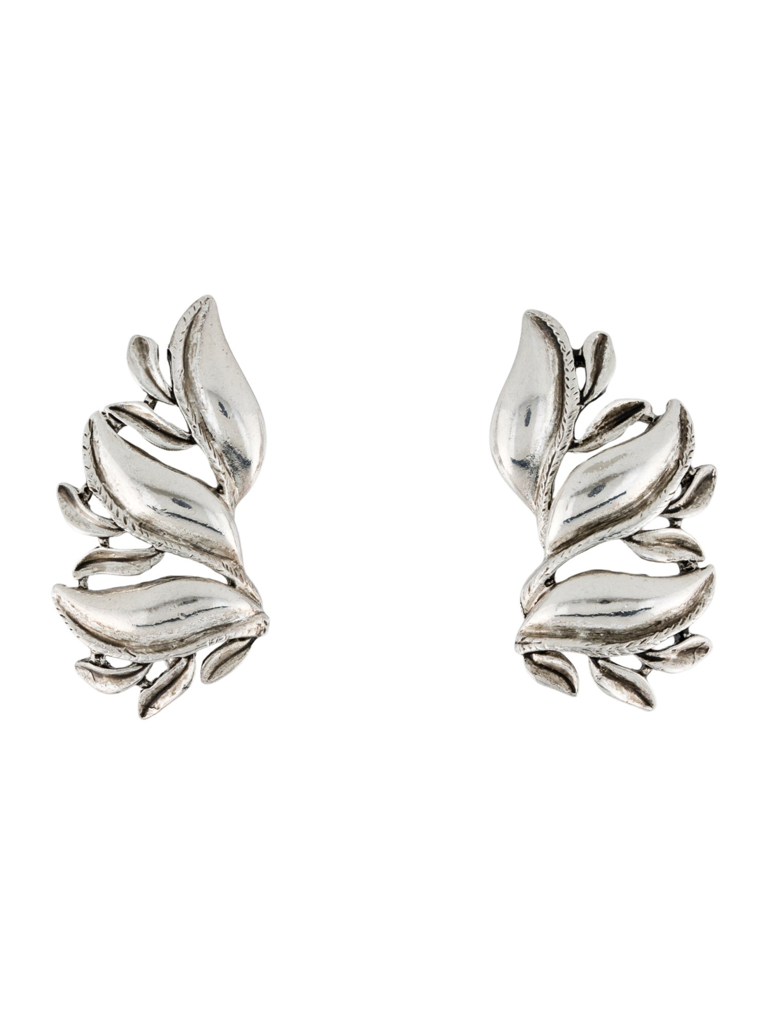 Oscar de la Renta Vintage Leaf Drop Clip-On Earrings