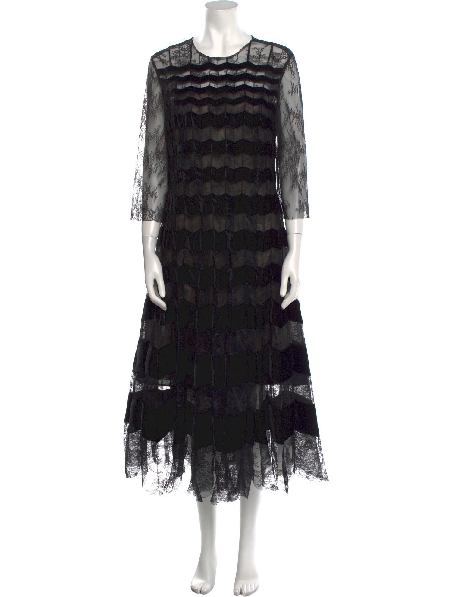 Oscar de la Renta Lace Pattern Long Dress