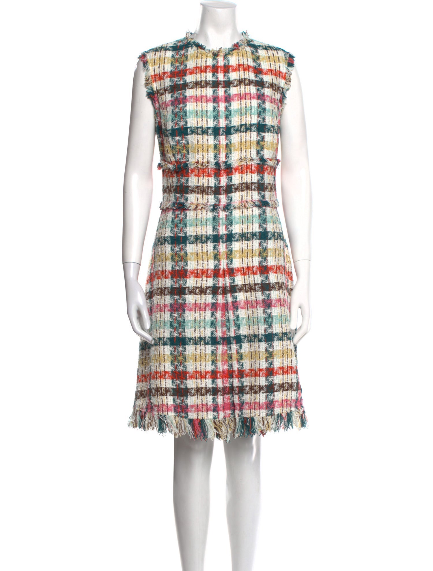 Oscar de la Renta Tweed Pattern Knee-Length Dress