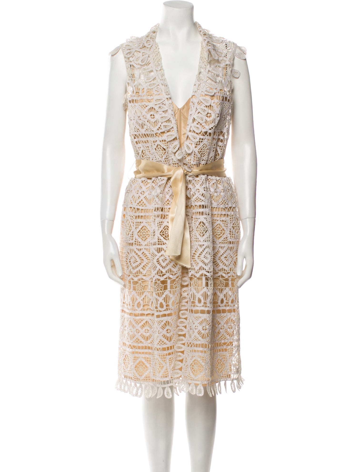 Oscar de la Renta Silk Lace Pattern Dress Set
