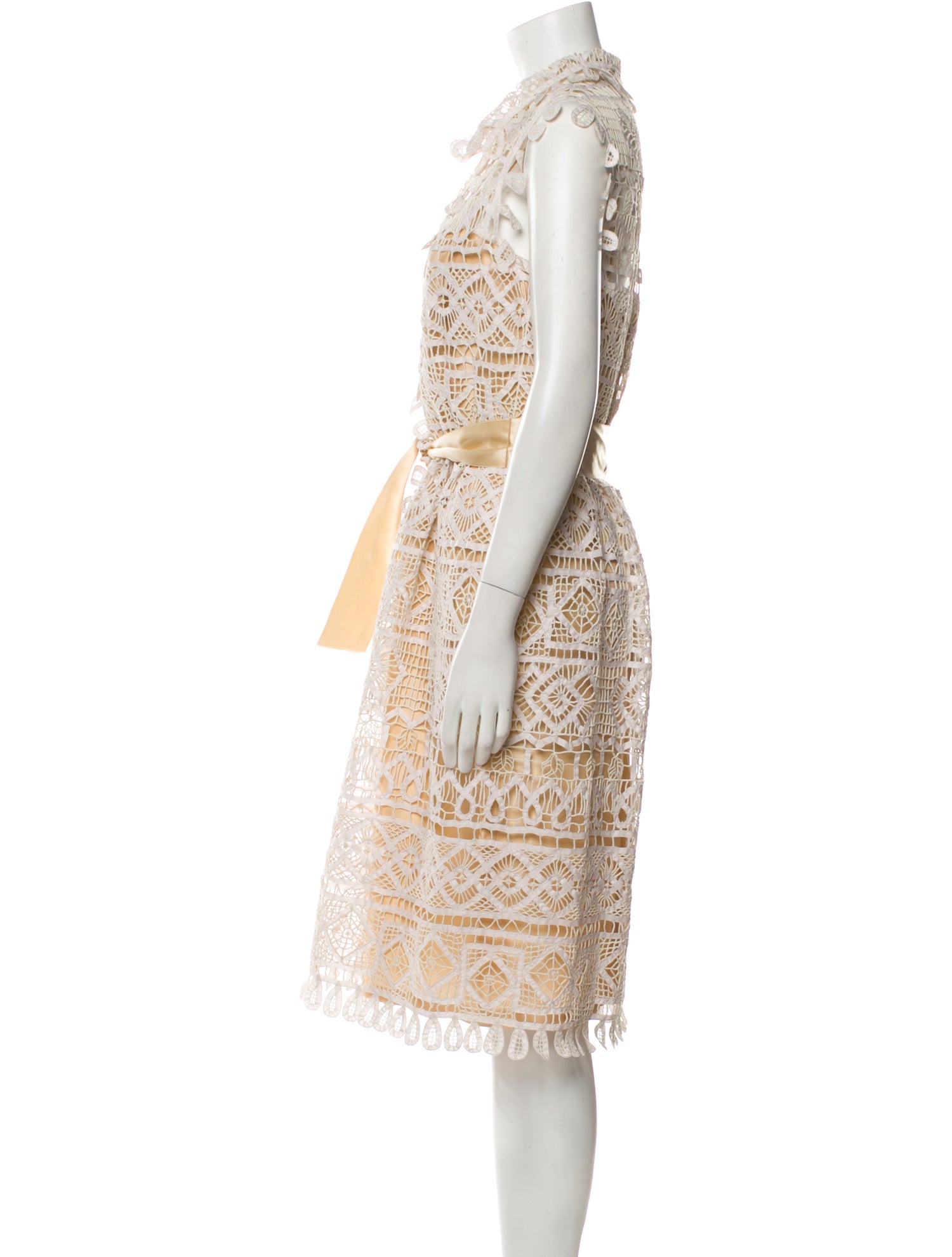 Oscar de la Renta Silk Lace Pattern Dress Set