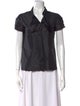 Oscar de la Renta Silk Short Sleeve Button-Up Top
