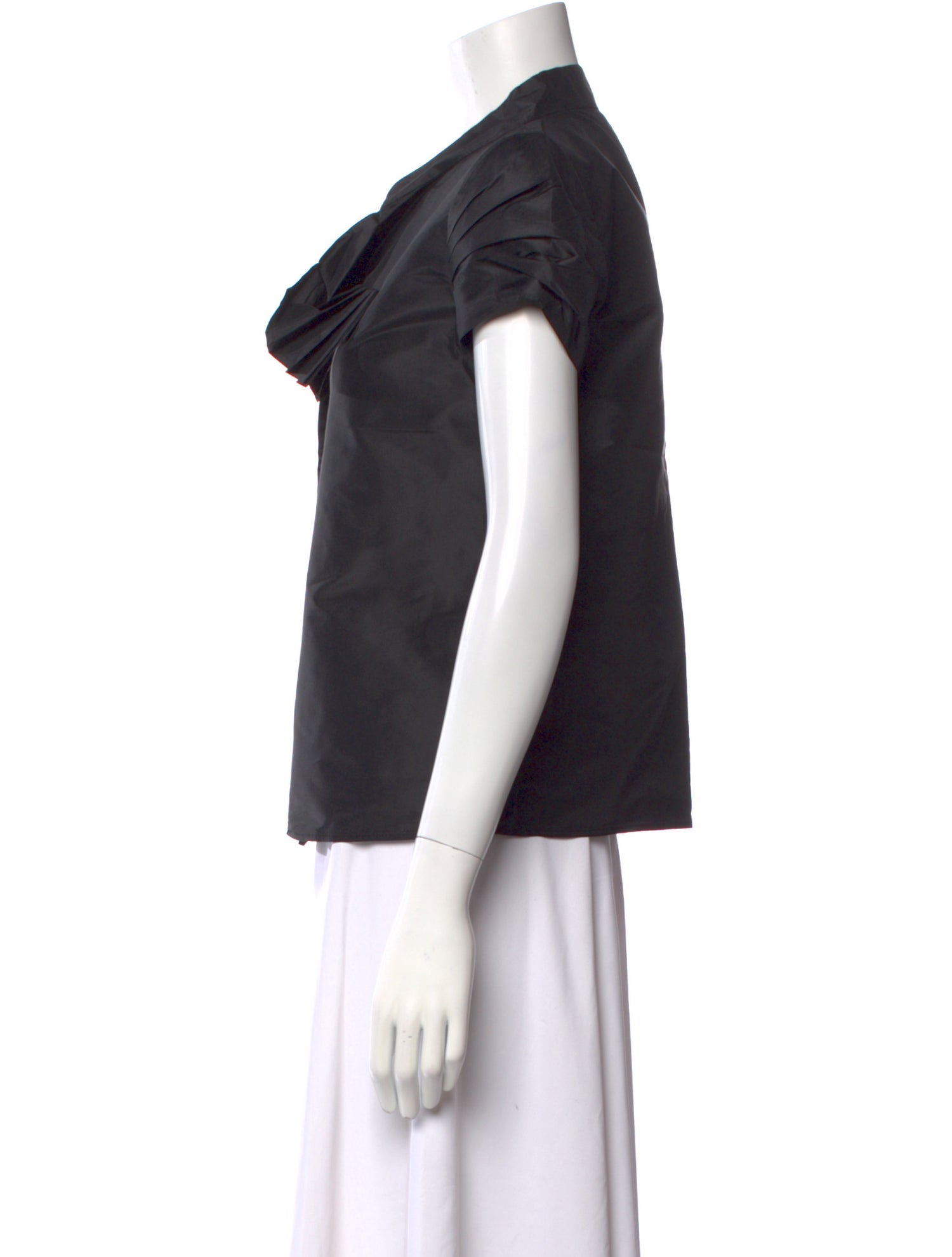 Oscar de la Renta Silk Short Sleeve Button-Up Top