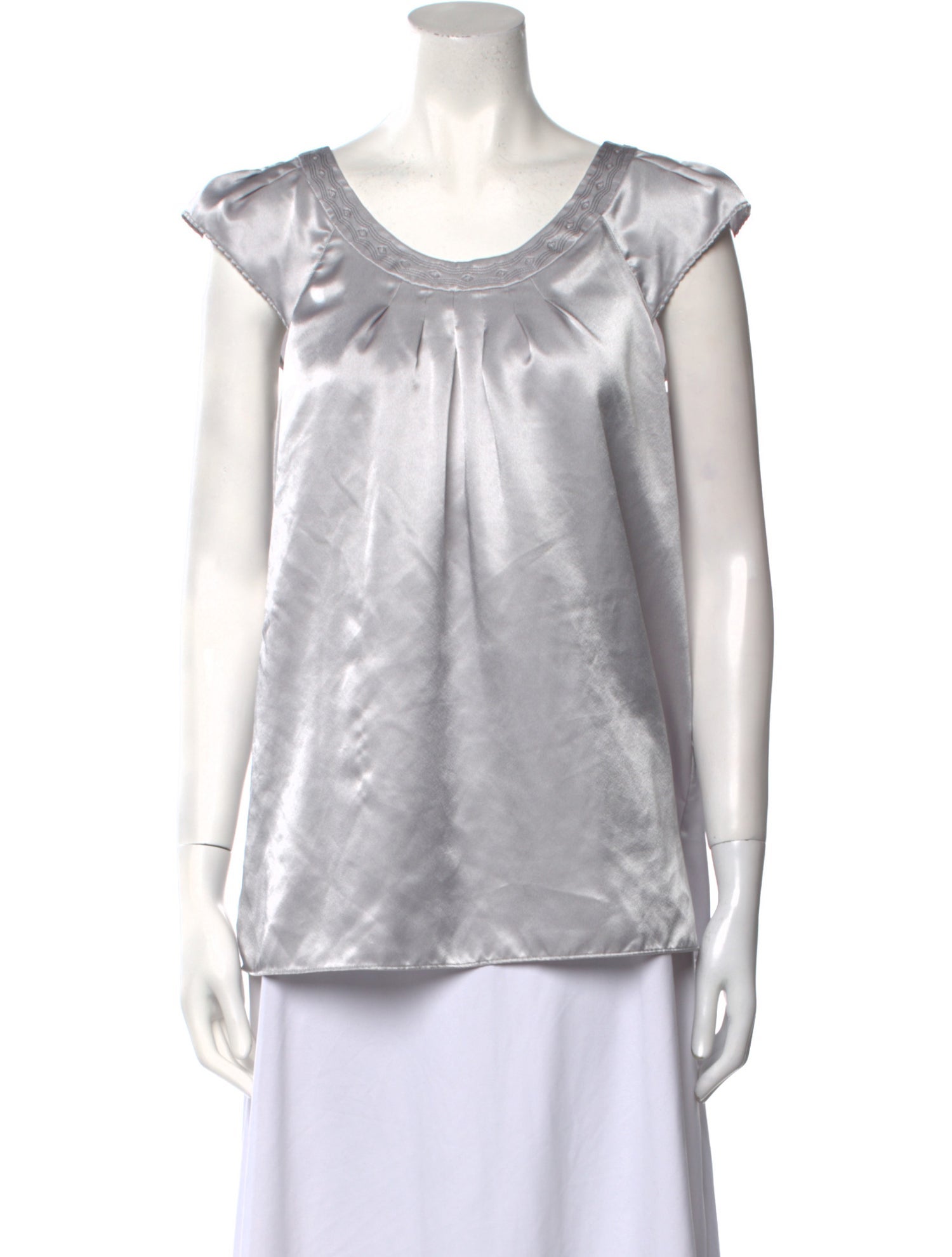 Oscar de la Renta Scoop Neck Sleeveless Blouse