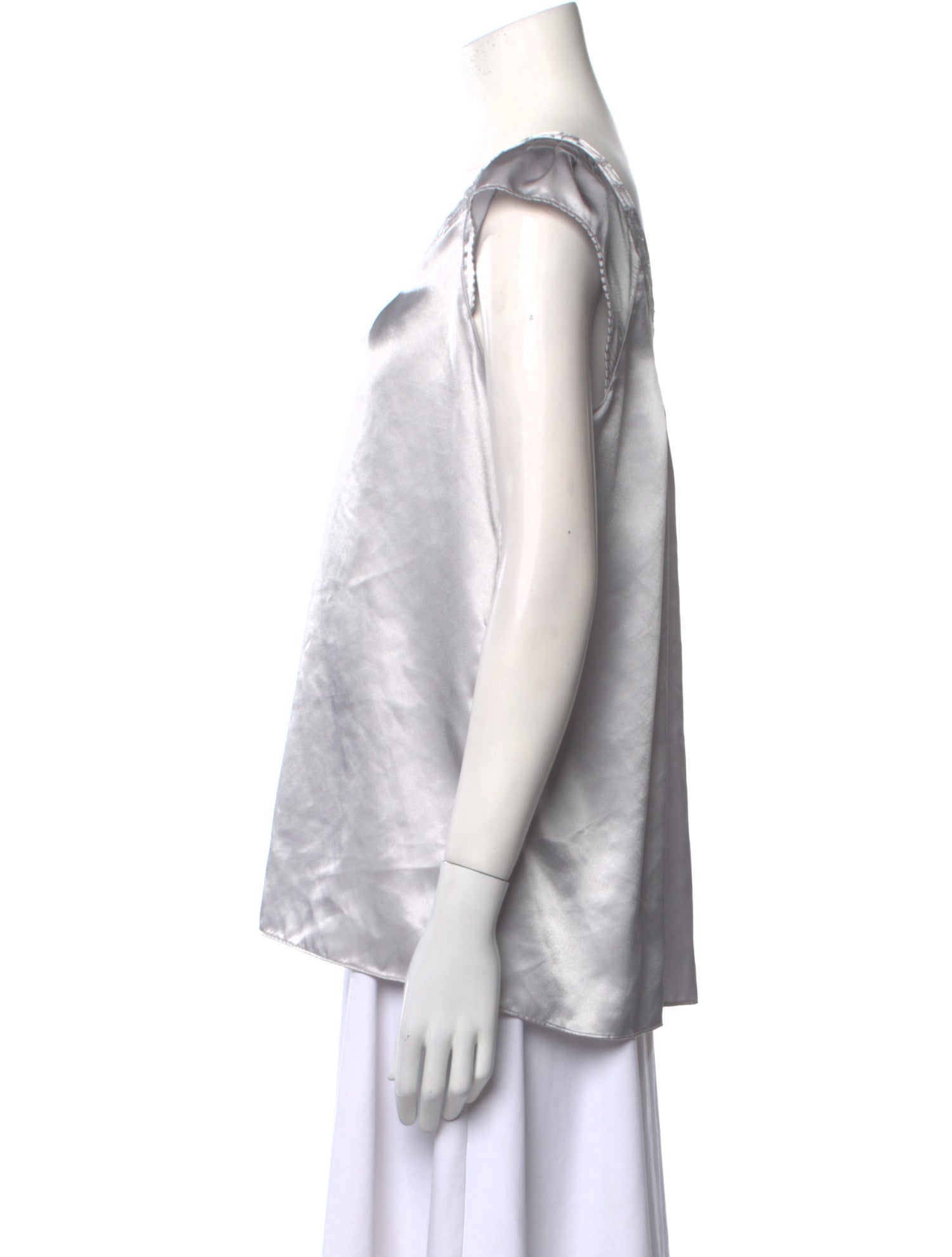 Oscar de la Renta Scoop Neck Sleeveless Blouse