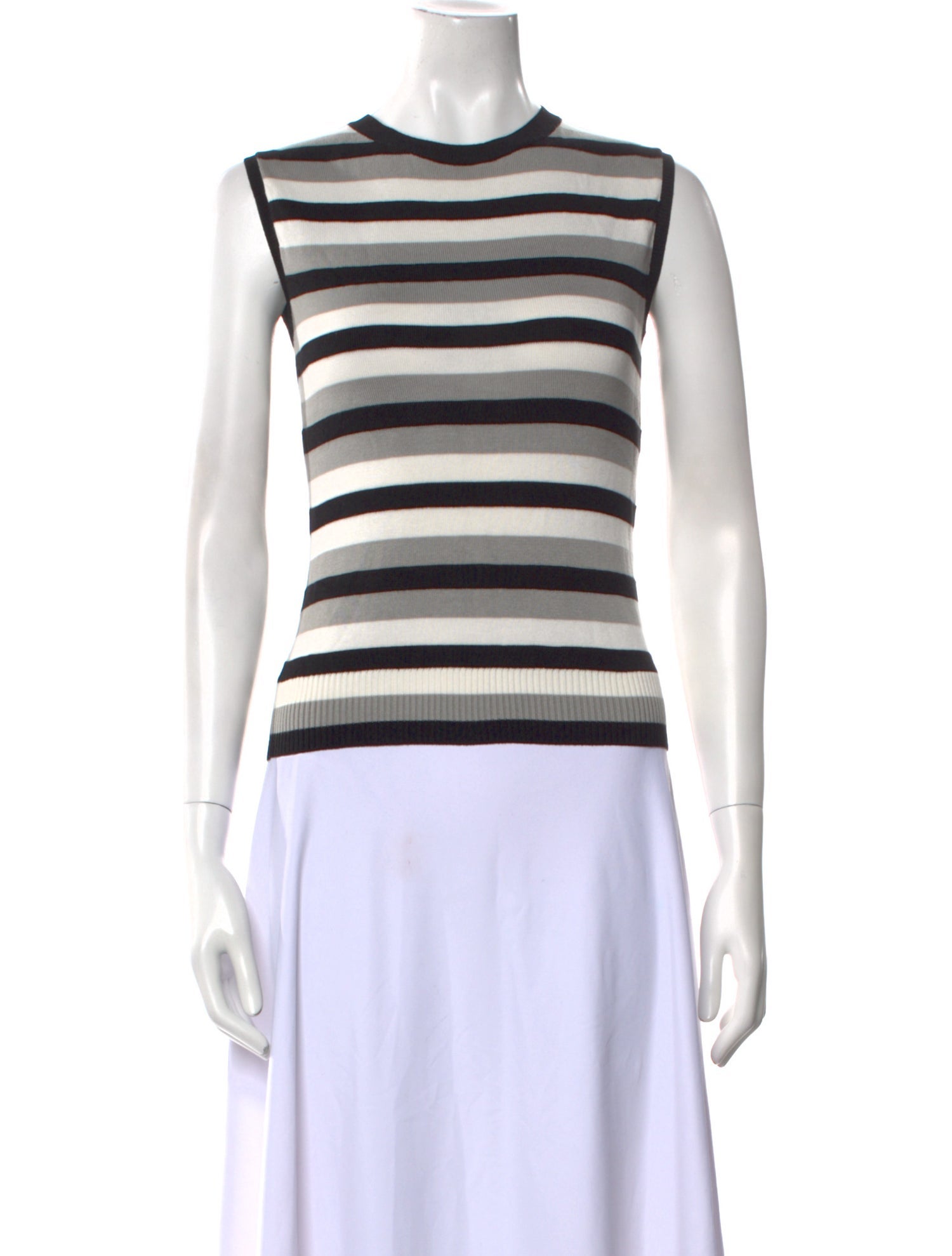 Oscar de la Renta Striped Crew Neck Top