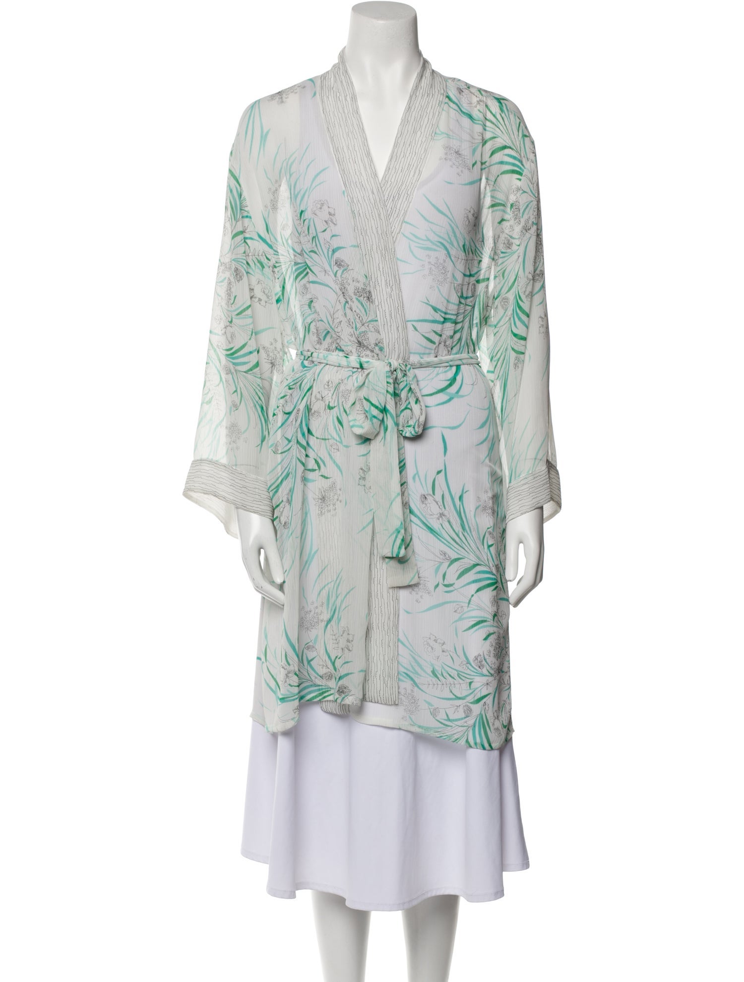 Oscar de la Renta Printed Mesh Accents Robe
