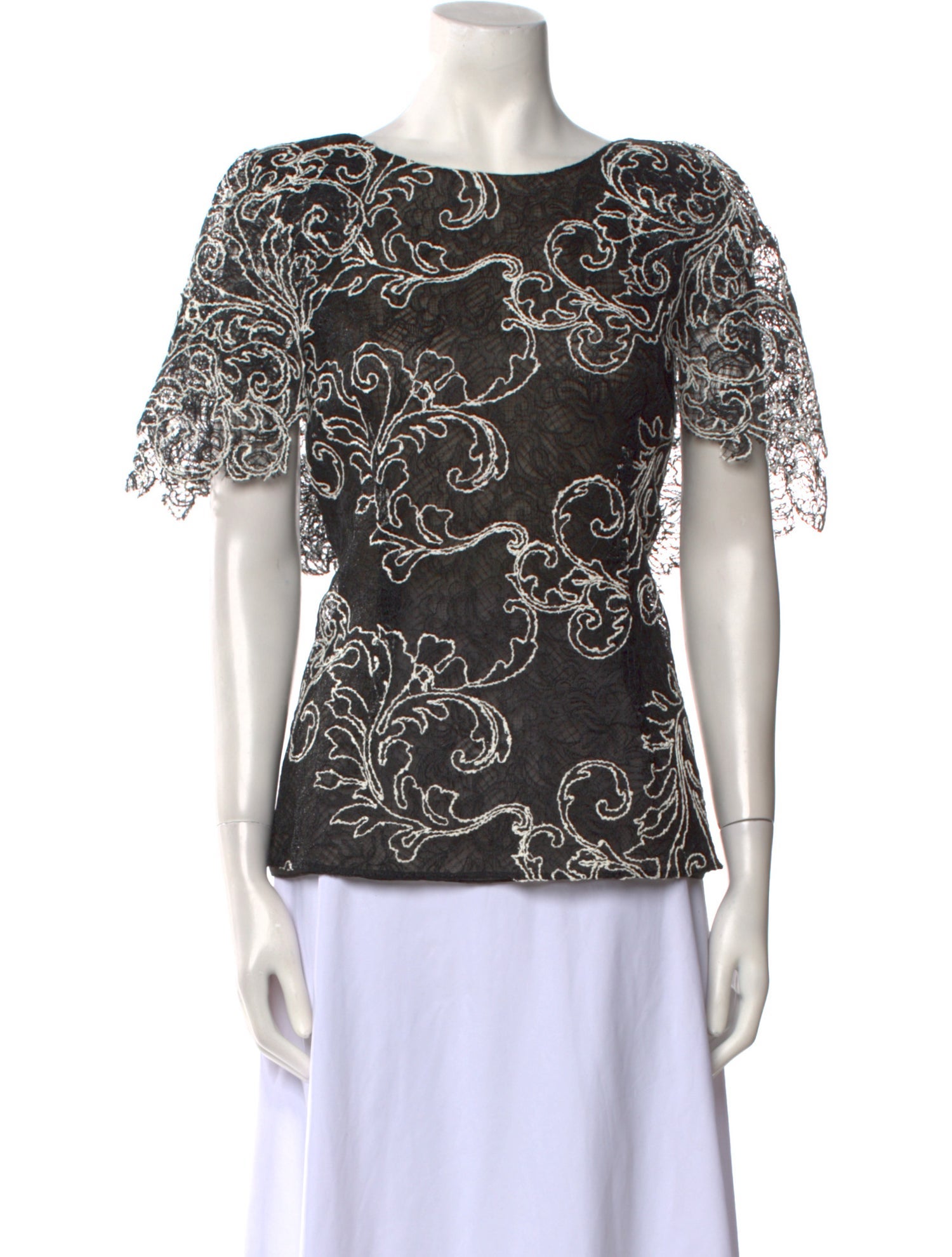 Oscar de la Renta Printed Scoop Neck Top w/ Tags