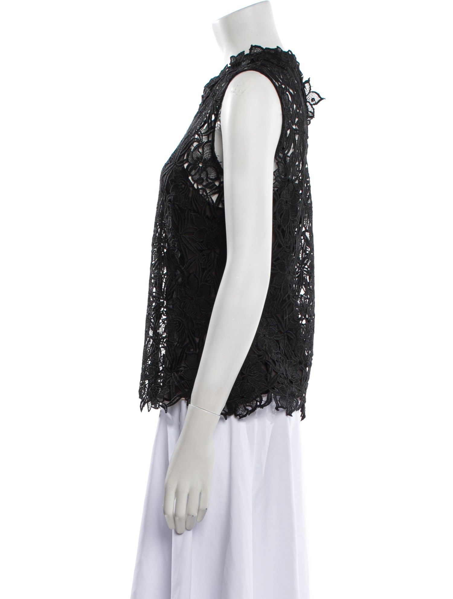 Oscar de la Renta Lace Pattern Crew Neck Blouse