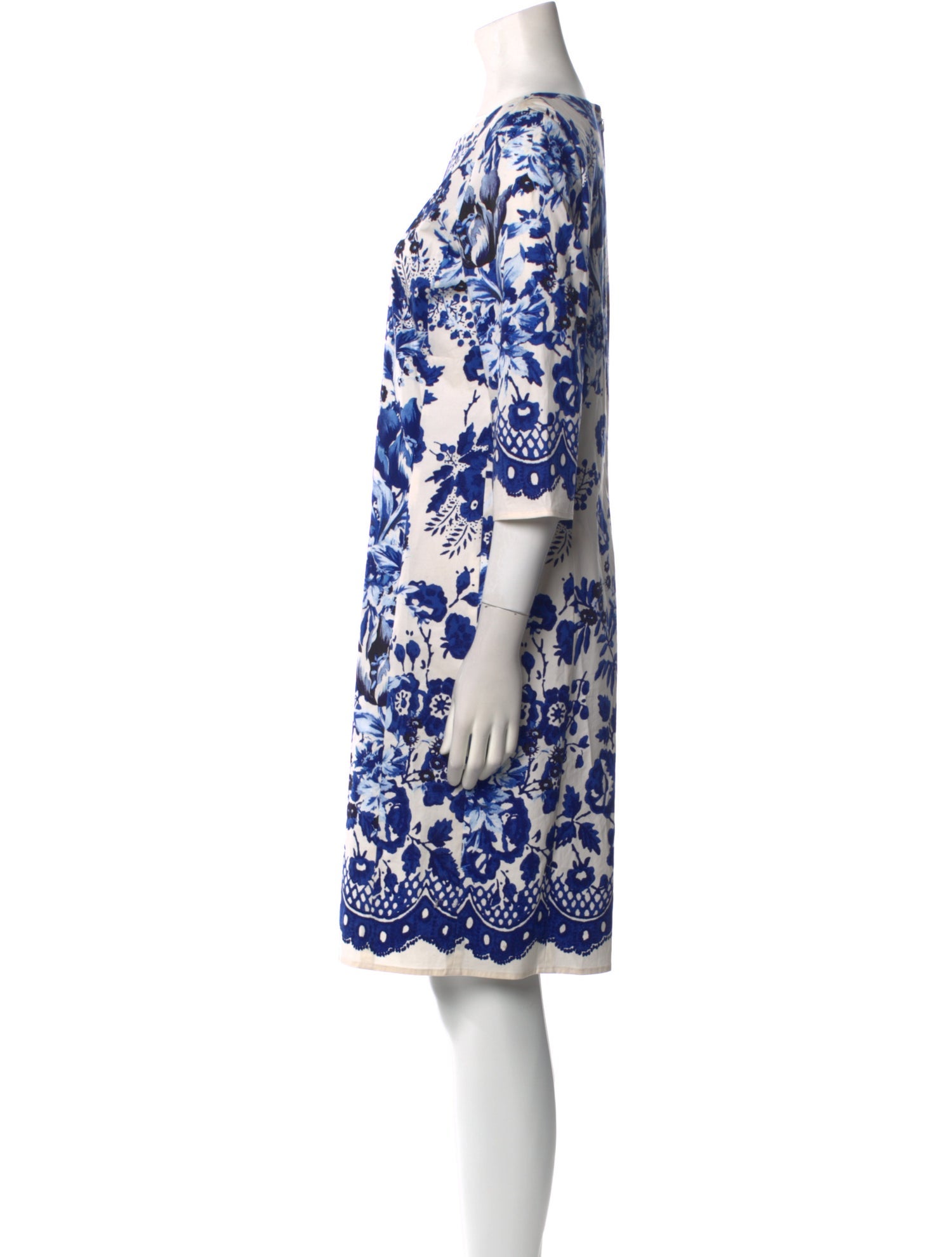 Oscar de la Renta Floral Print Knee-Length Dress