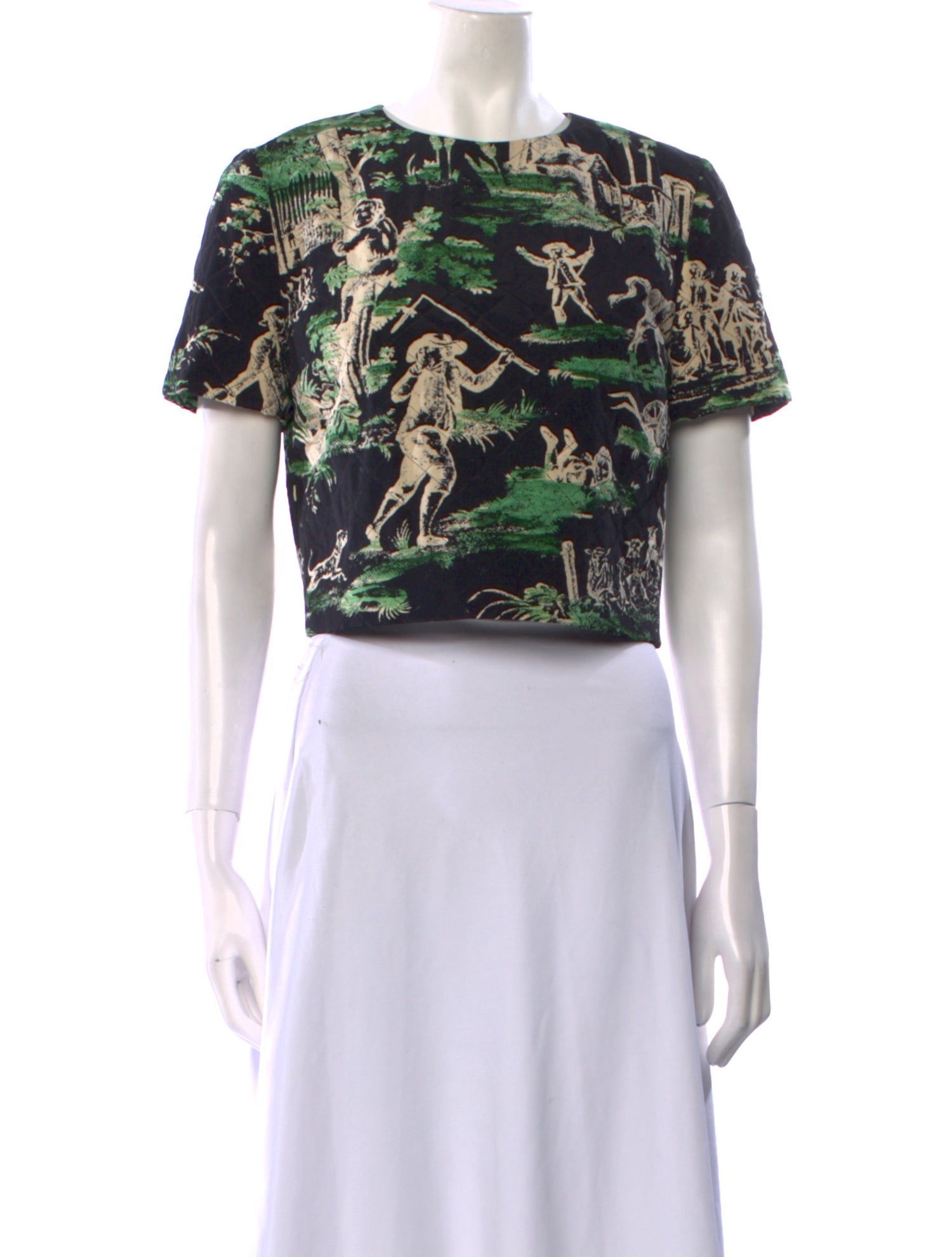 Oscar de la Renta Silk Printed Crop Top w/ Tags