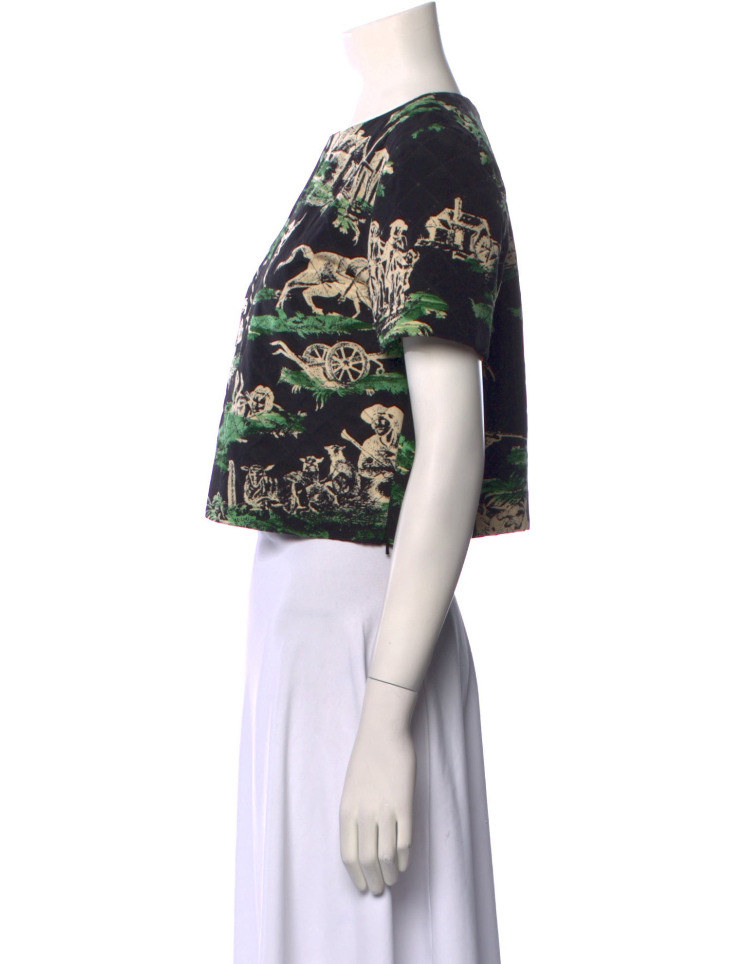 Oscar de la Renta Silk Printed Crop Top w/ Tags