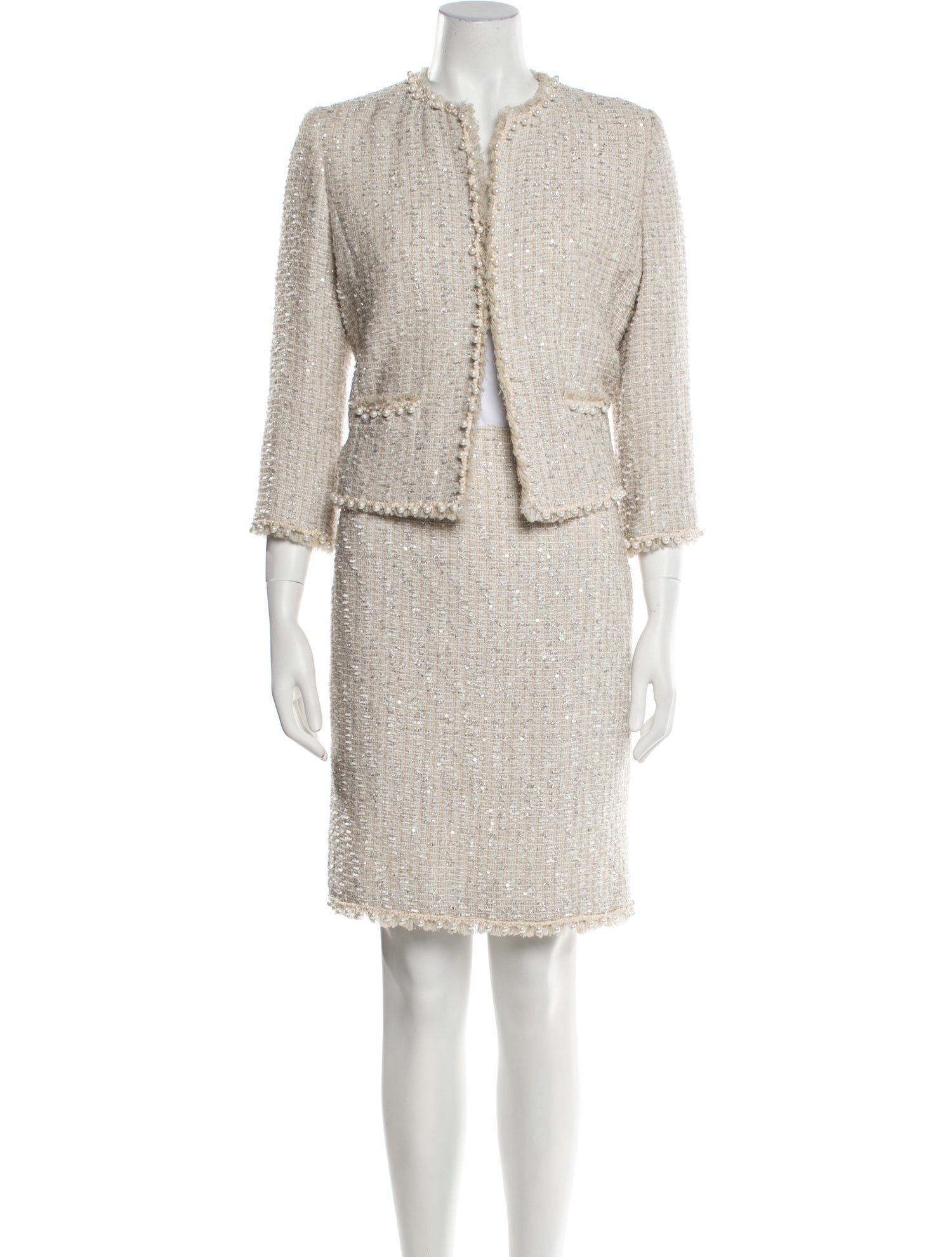 Oscar de la Renta Glitter Accents Skirt Suit