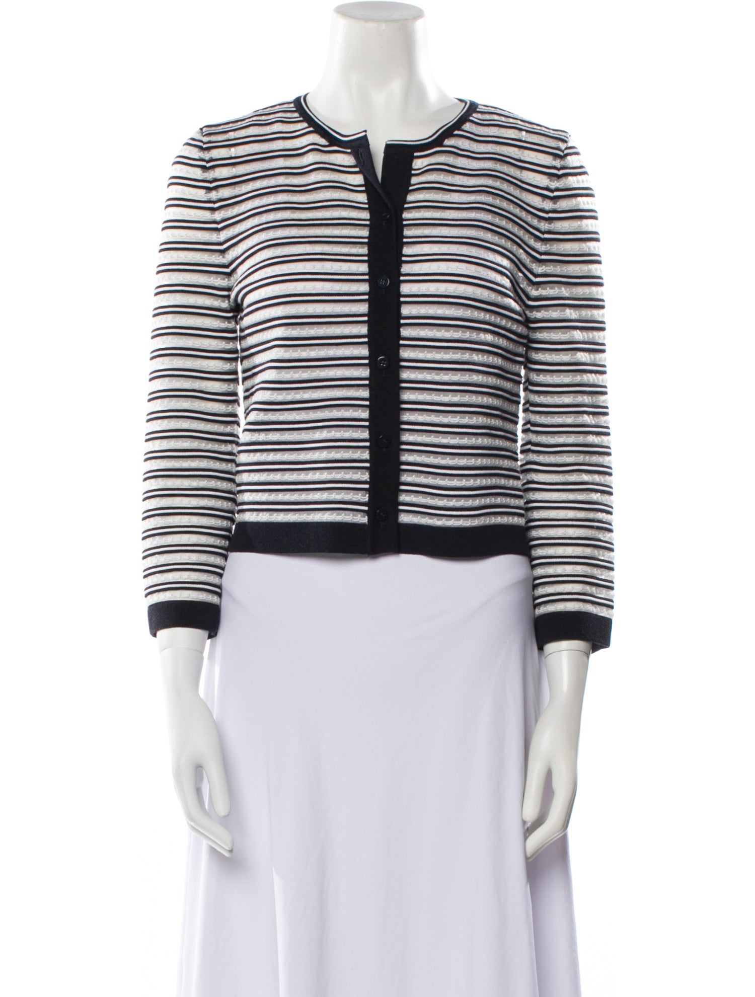 Oscar de la Renta Striped Crew Neck Sweater