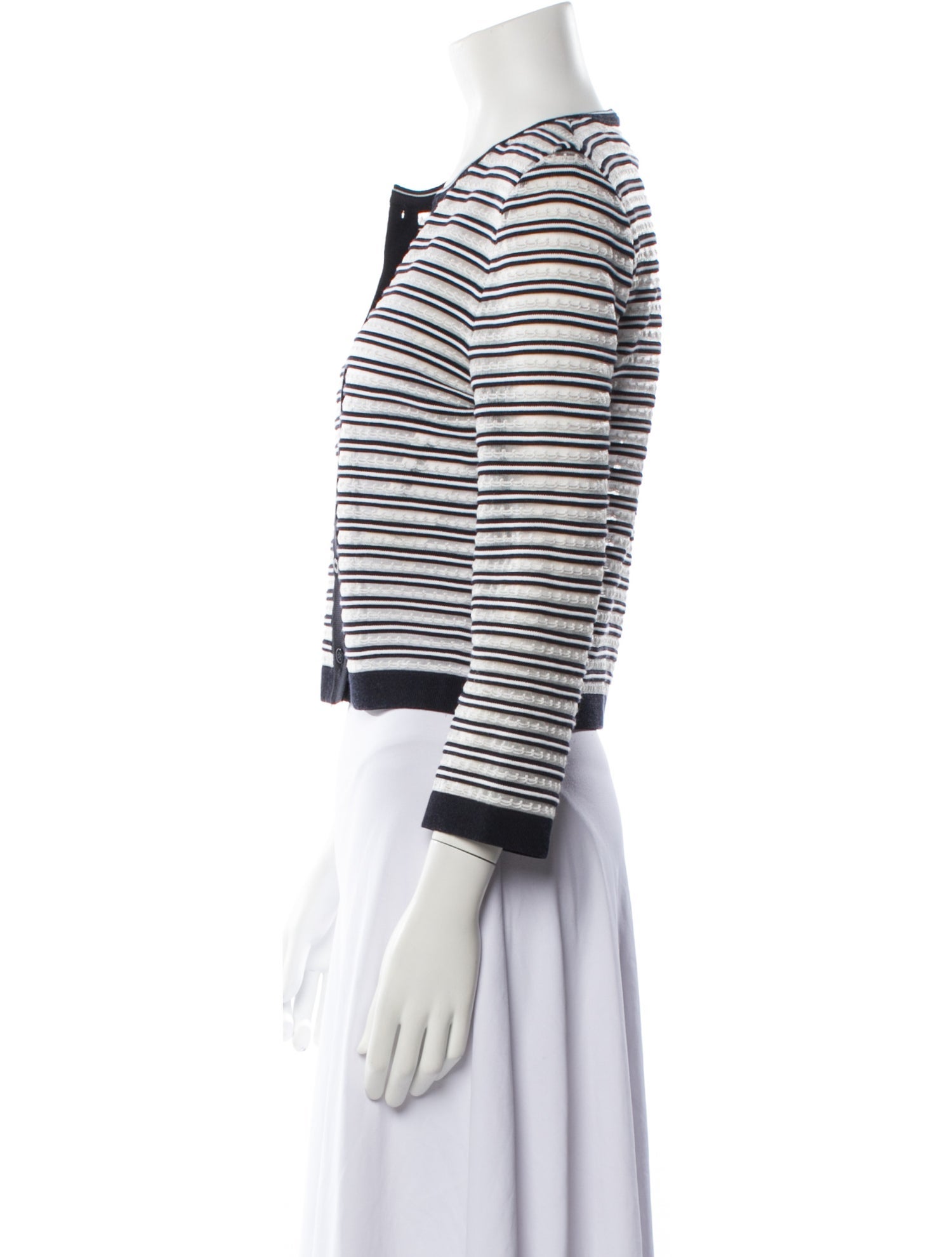 Oscar de la Renta Striped Crew Neck Sweater