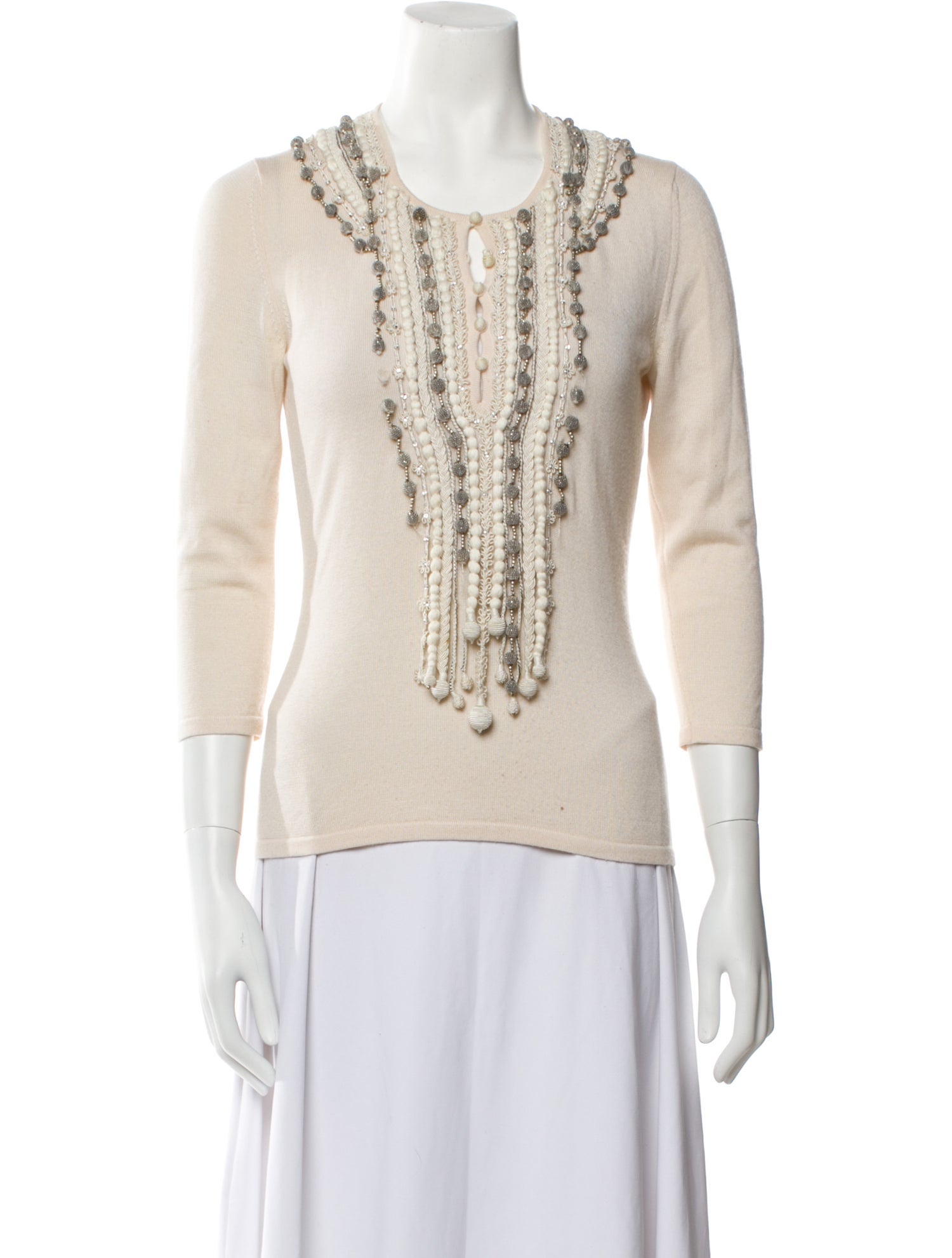 Oscar de la Renta Cashmere Scoop Neck Sweater