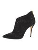Oscar de la Renta Suede Crystal Embellishments Lace-Up Boots