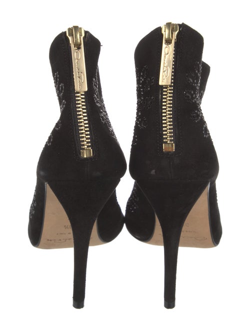 Oscar de la Renta Suede Crystal Embellishments Lace-Up Boots