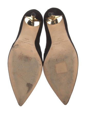 Oscar de la Renta Suede Crystal Embellishments Lace-Up Boots