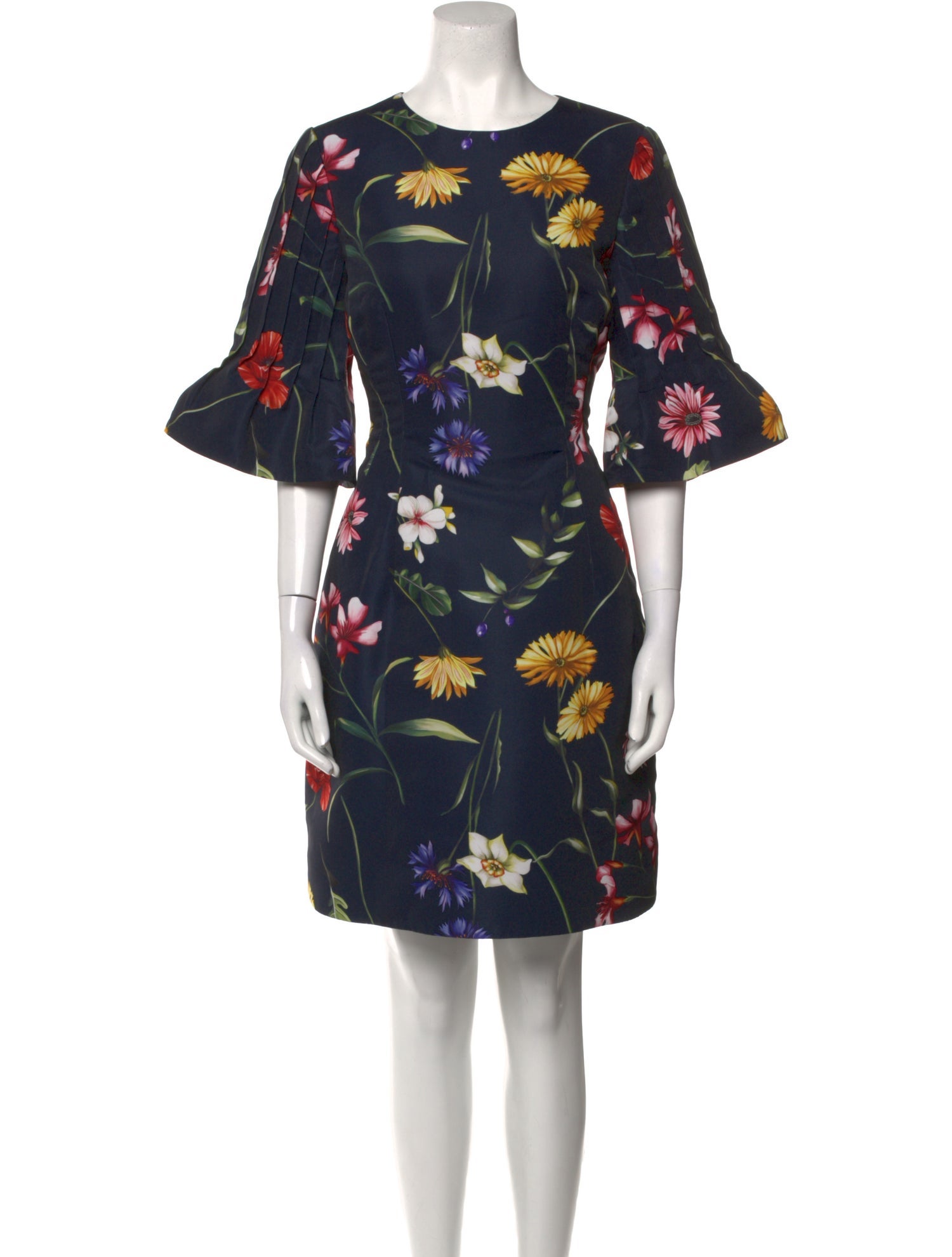 Oscar de la Renta Floral Print Knee-Length Dress