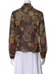 Oscar by Oscar de la Renta Floral Print Mock Neck Button-Up Top