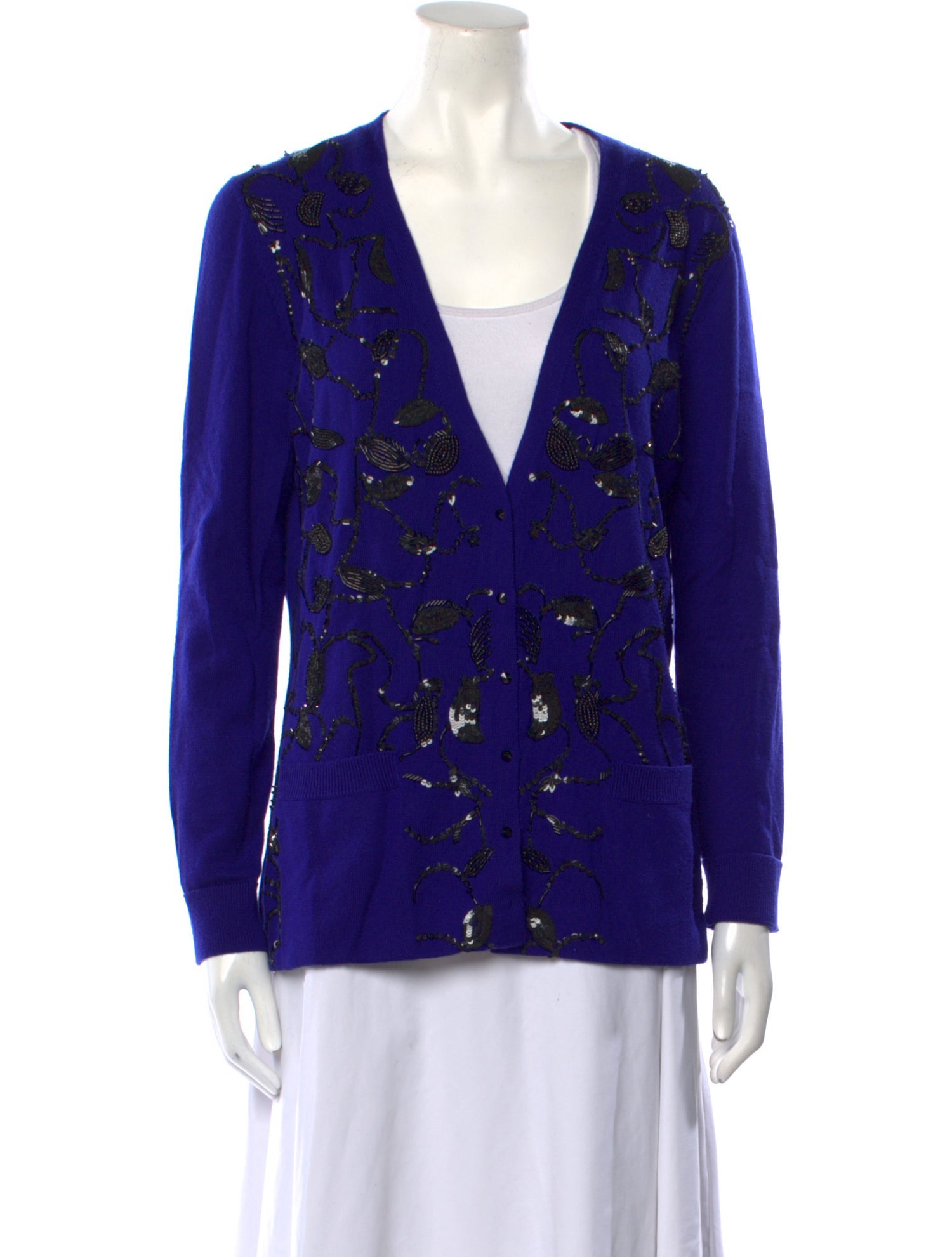 Oscar de la Renta Virgin Wool Printed Sweater