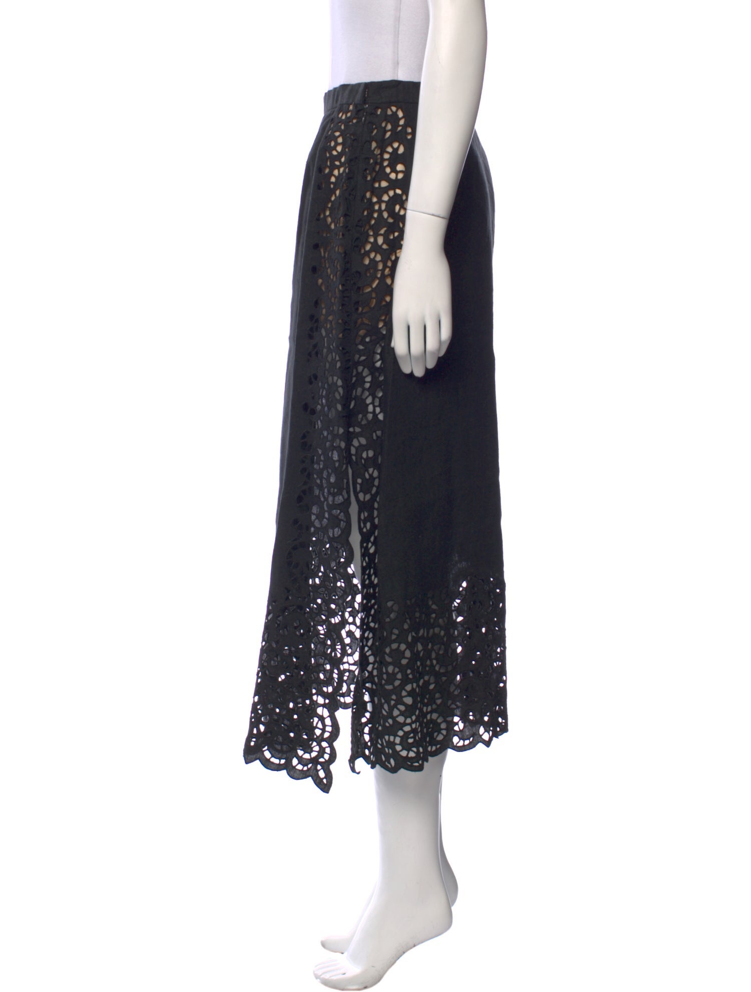 Oscar de la Renta Lace Trim Embellishment Midi Length Skirt