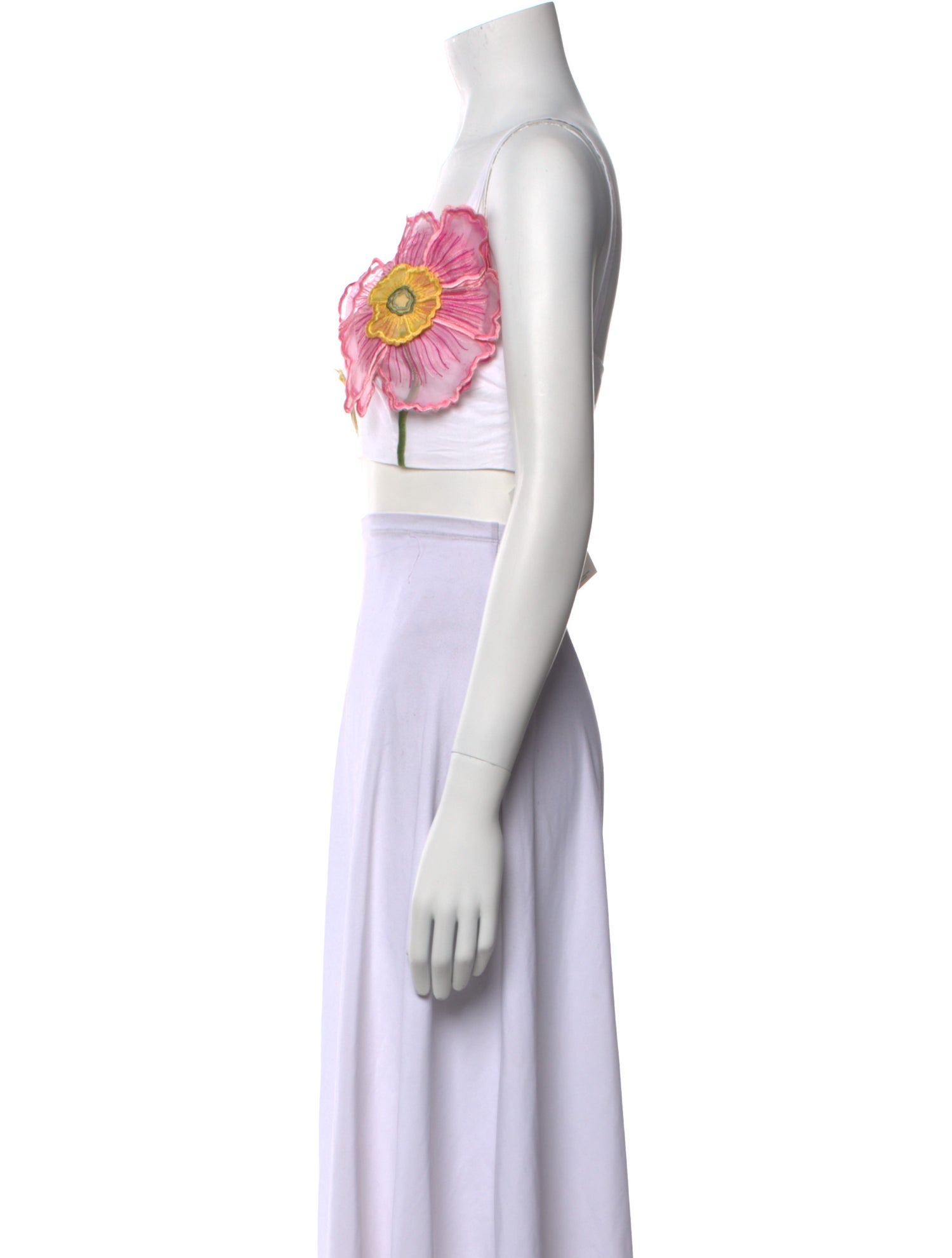 Oscar de la Renta Graphic Print Square Neckline Crop Top