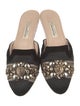 Oscar de la Renta Satin Beaded Accents Mules