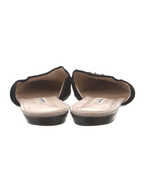 Oscar de la Renta Satin Beaded Accents Mules