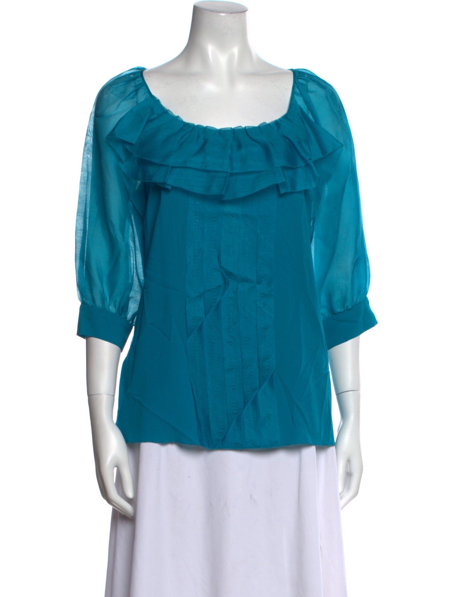 Oscar de la Renta Silk Scoop Neck Blouse