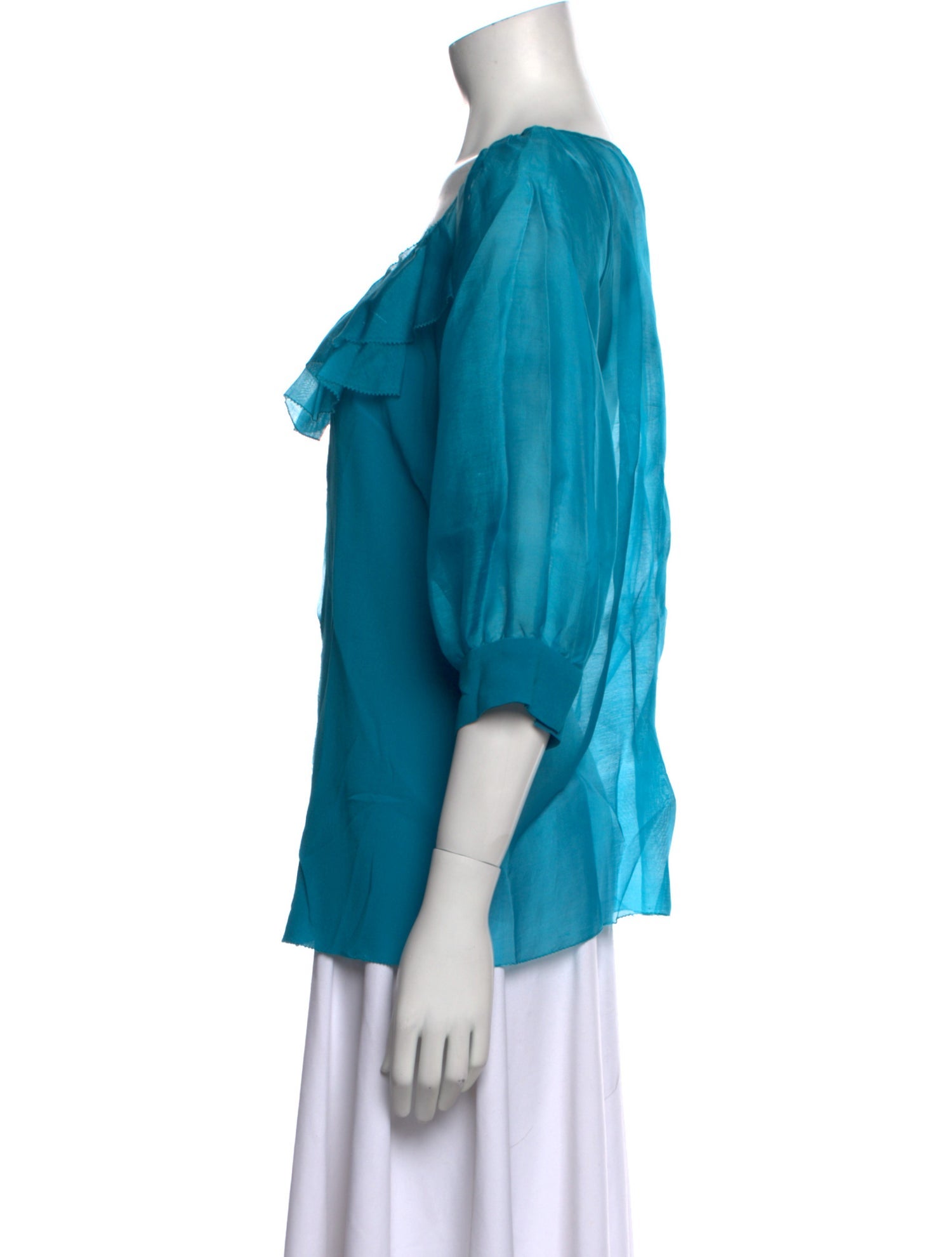 Oscar de la Renta Silk Scoop Neck Blouse