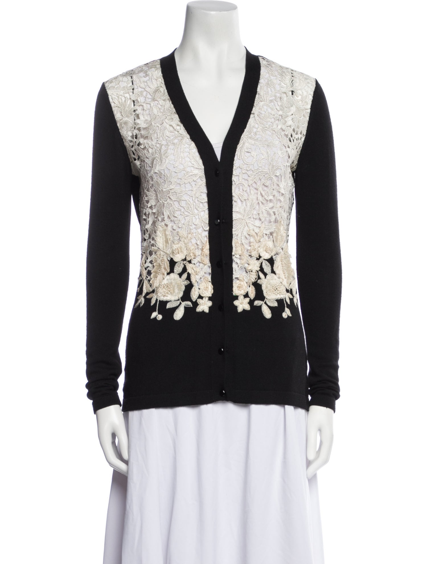 Oscar de la Renta Wool Printed Sweater