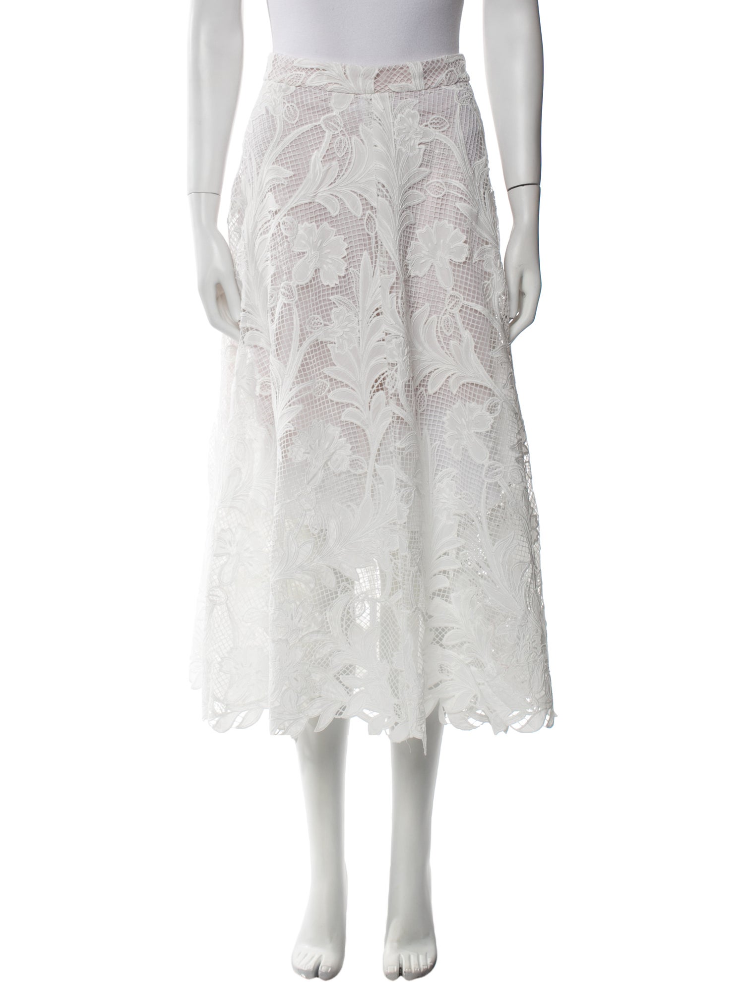 Oscar de la Renta Lace Midi Length Skirt