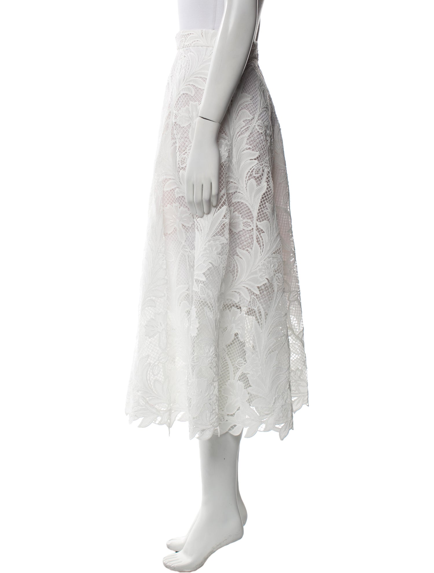 Oscar de la Renta Lace Midi Length Skirt