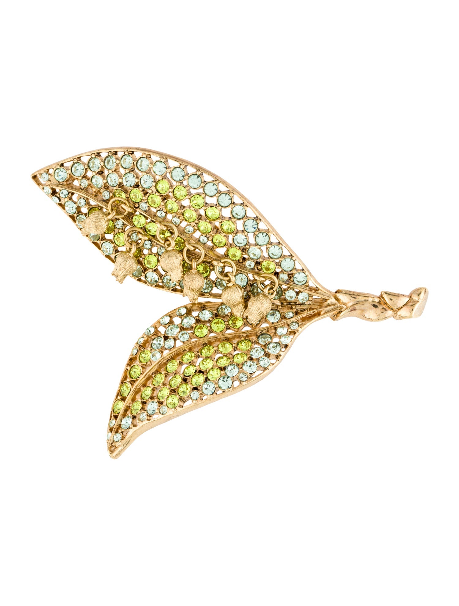 Oscar de la Renta Crystal Lily Of The Valley Pin Brooch