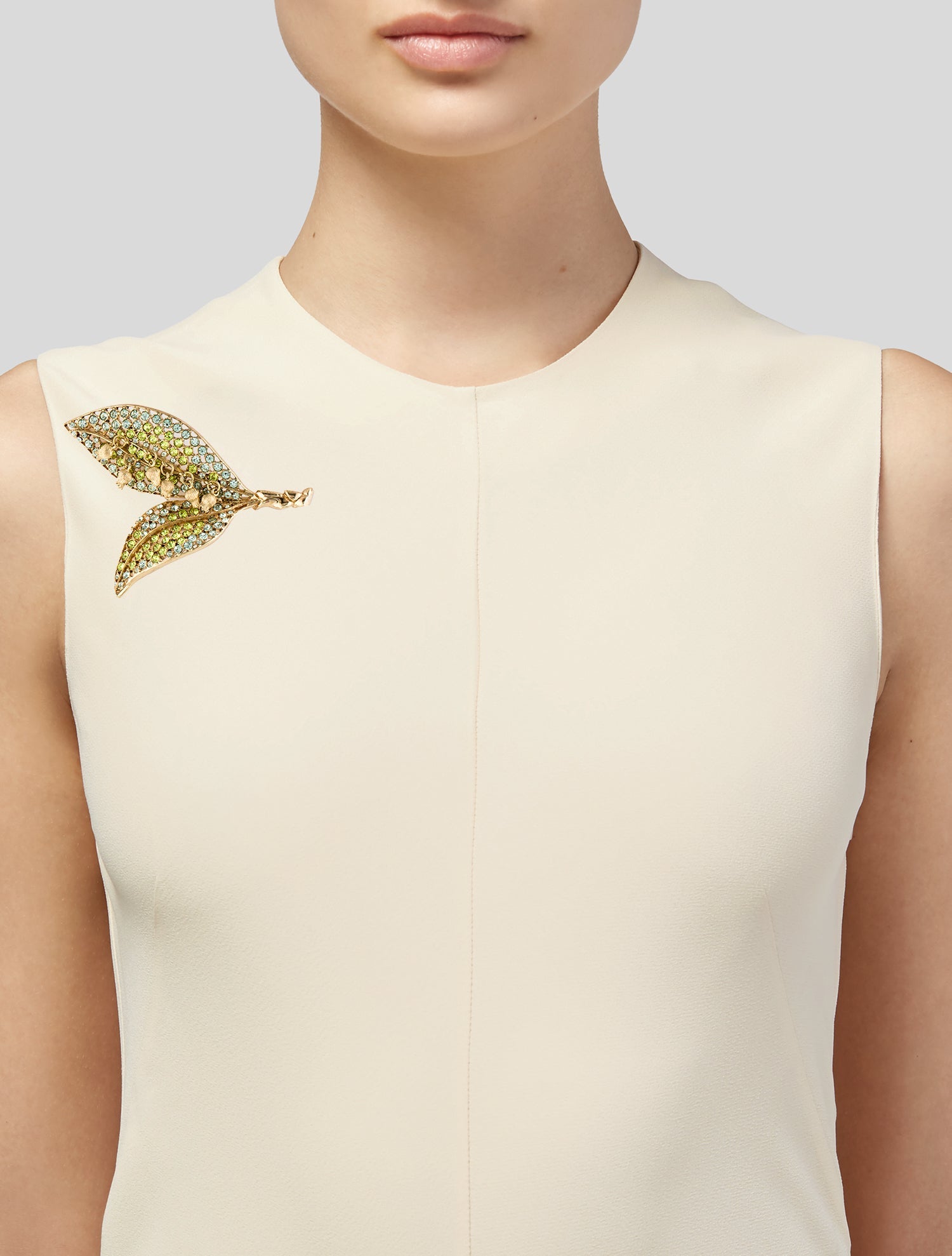 Oscar de la Renta Crystal Lily Of The Valley Pin Brooch