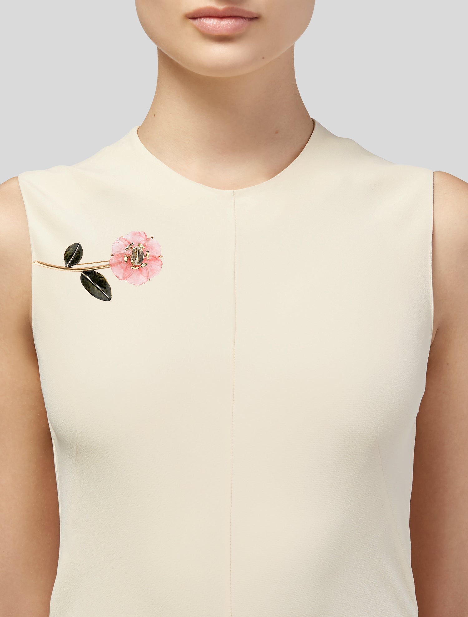 Oscar de la Renta Crystal & Enamel Flower Brooch