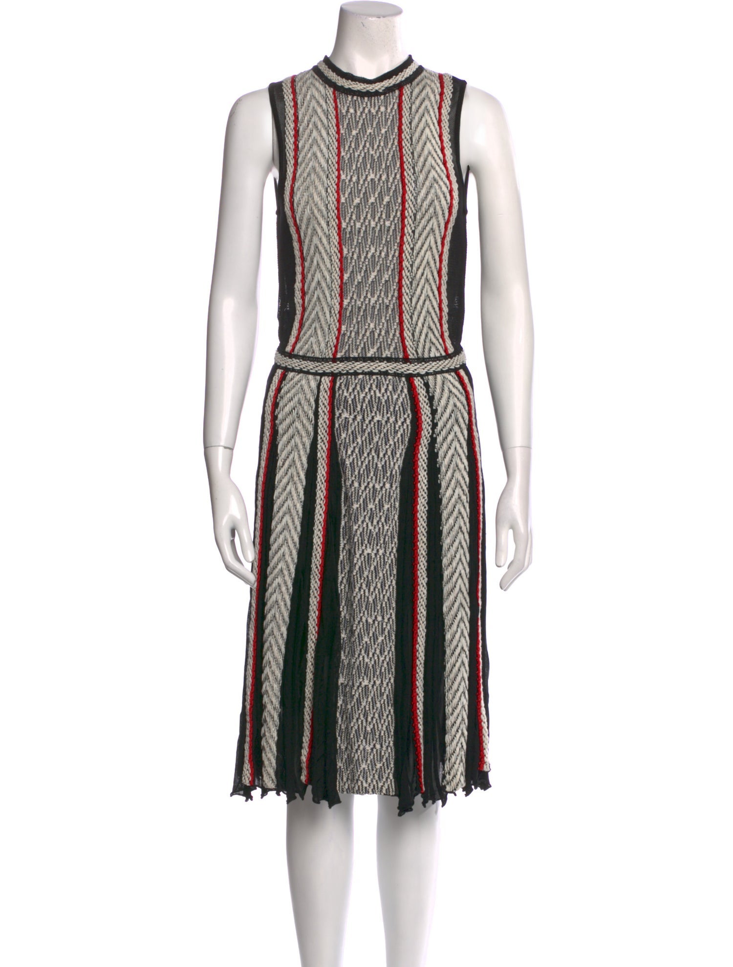 Oscar de la Renta Striped Midi Length Dress