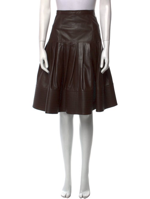 Oscar de la Renta Leather Knee-Length Skirt