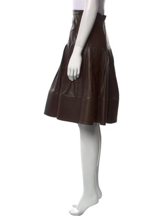 Oscar de la Renta Leather Knee-Length Skirt