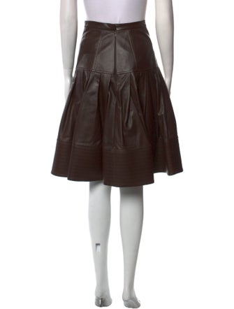 Oscar de la Renta Leather Knee-Length Skirt