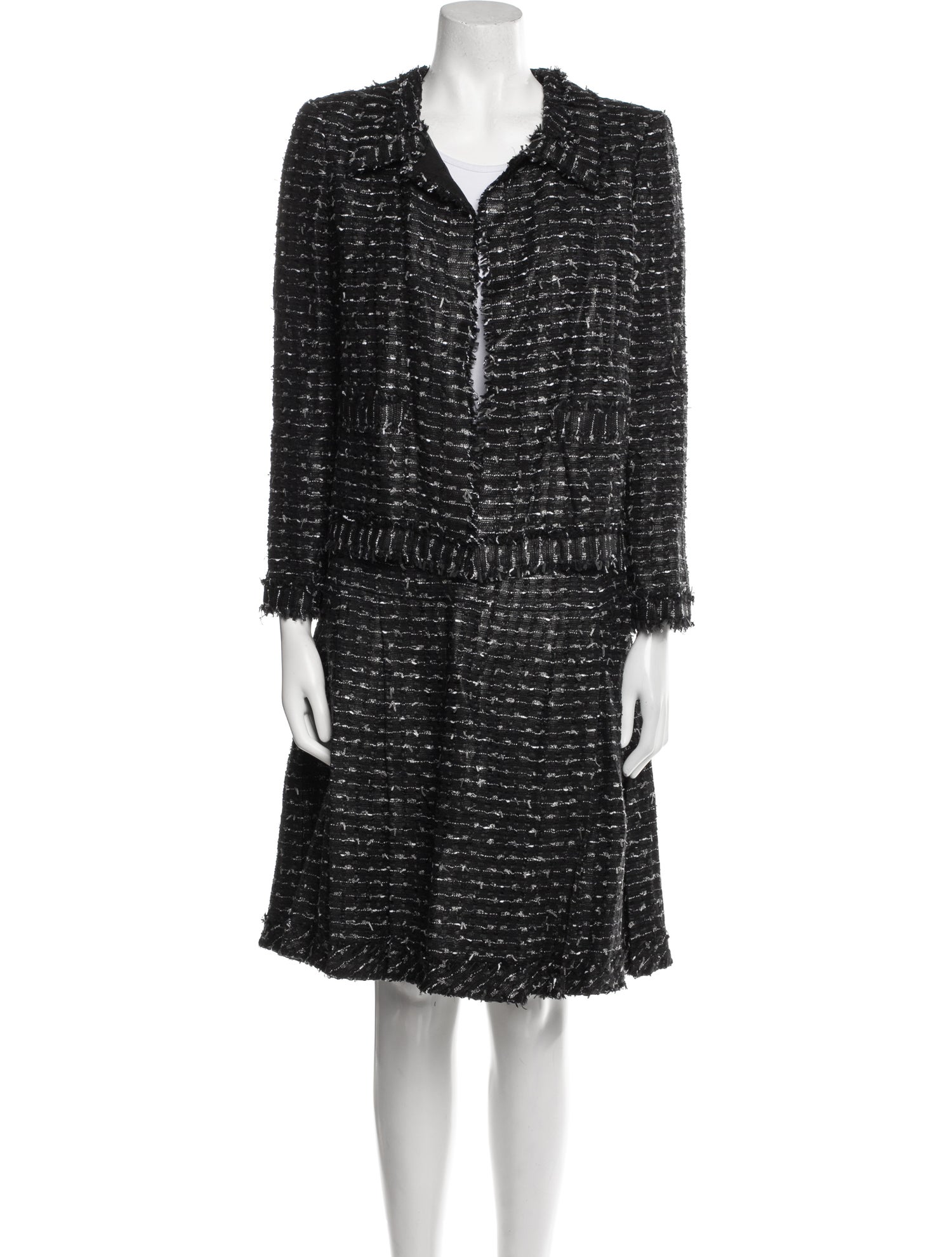 Oscar de la Renta Raw-Edge Trim Skirt Set