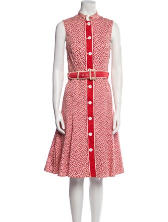Oscar de la Renta Printed Midi Length Dress