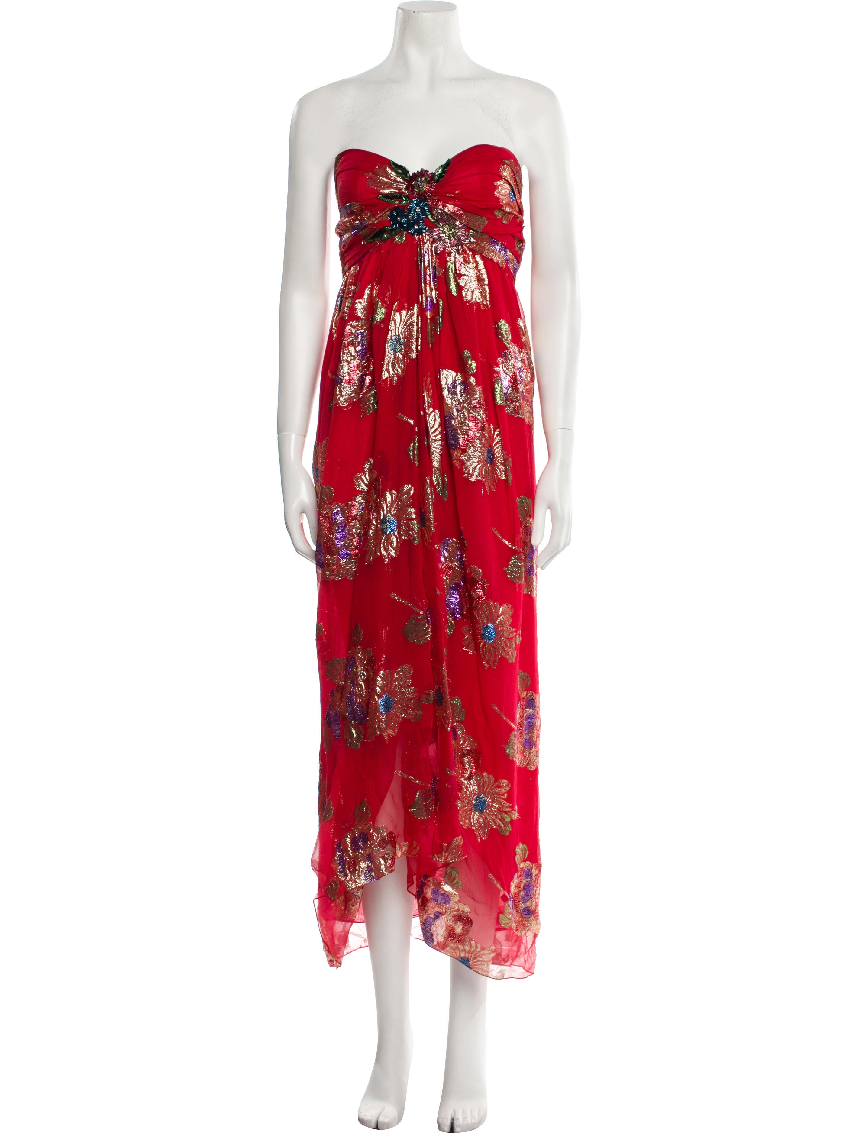 Oscar de la Renta Silk Midi Length Dress