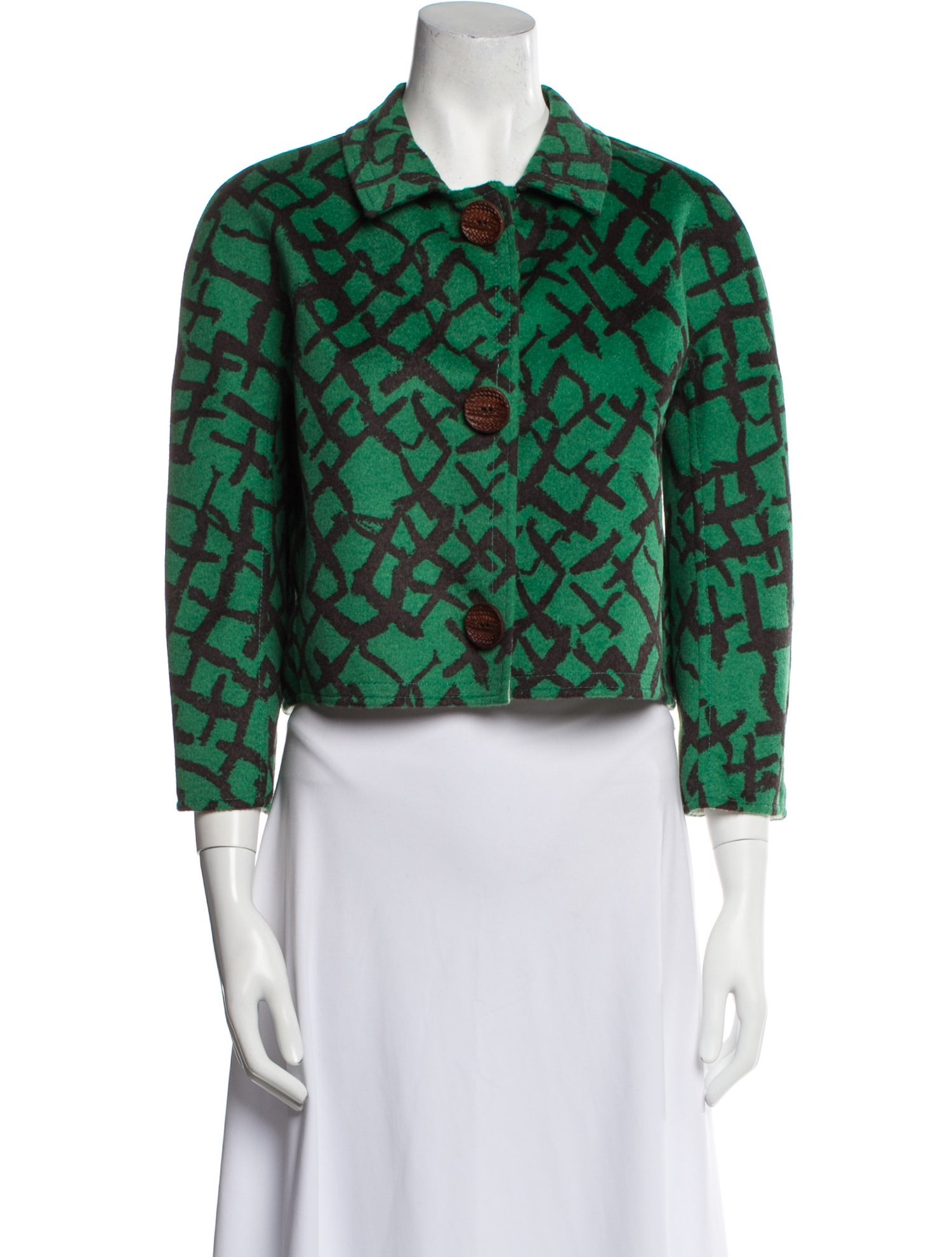 Oscar de la Renta Wool Printed Evening Jacket